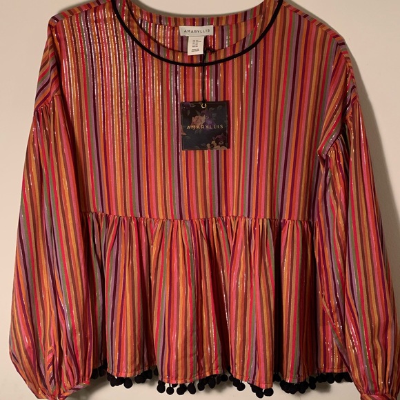 Colorful balloon style peplum blouse - Picture 2 of 4